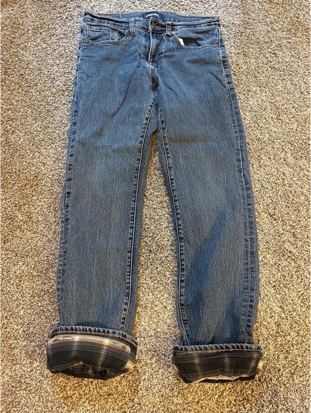 Lands End Flannel lined Jeans 30x30 Plaid insulated Denim